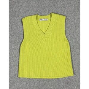 Zara Knit Sleeveless Shirt Layering Vest Apple Green Size Small